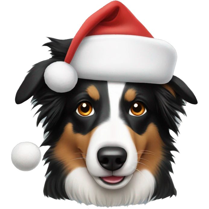 Border collie with Santa hat emoji