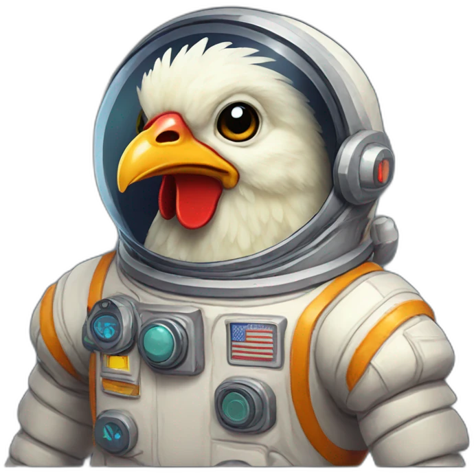 pixel-art chicken astronaut emoji