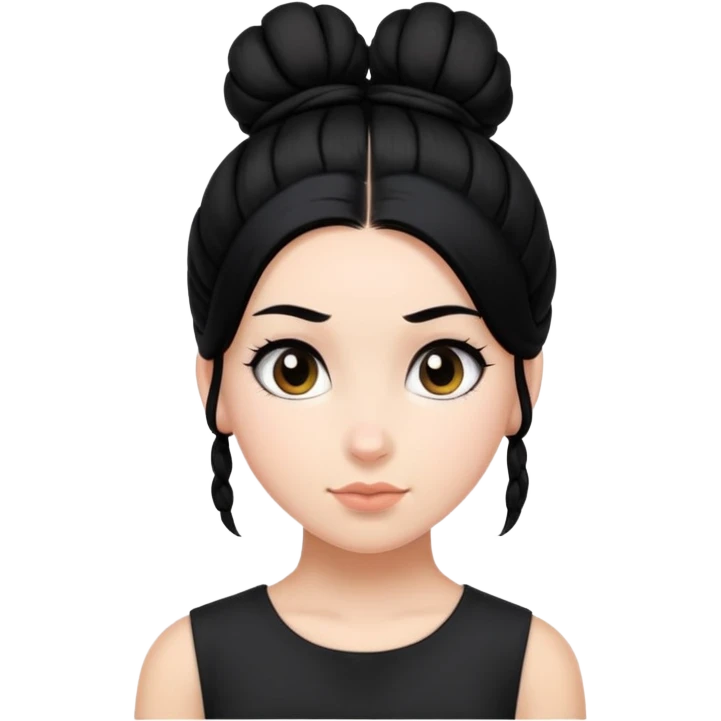 The girl has tied her hair into a black bun. emoji