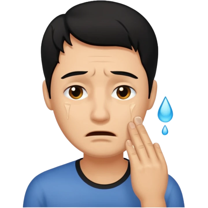 man crying with black hair emoji