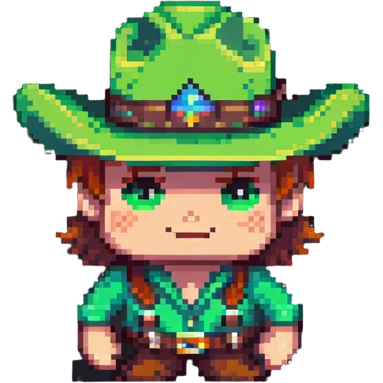 Cowboy character with a bright green hat emoji