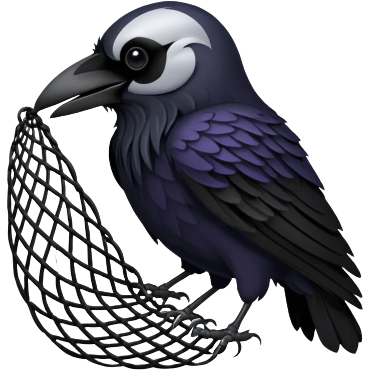 A raven getting caught by a handheld net emoji