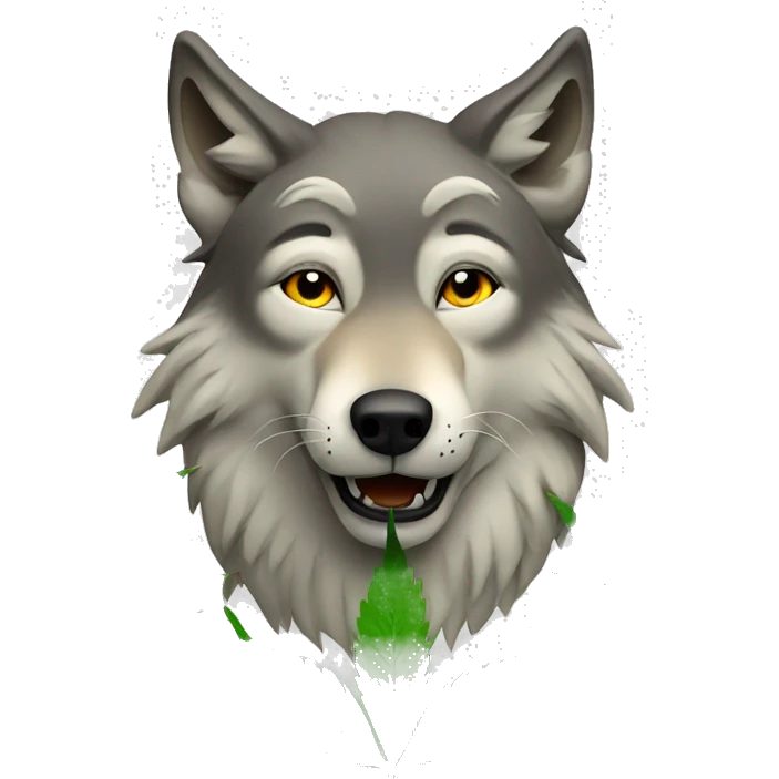 Wolf with marijuana emoji