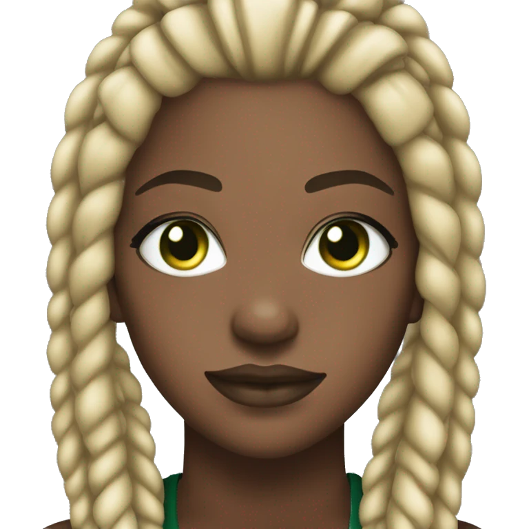 black woman blonde cornrows green almond eyes full lips emoji