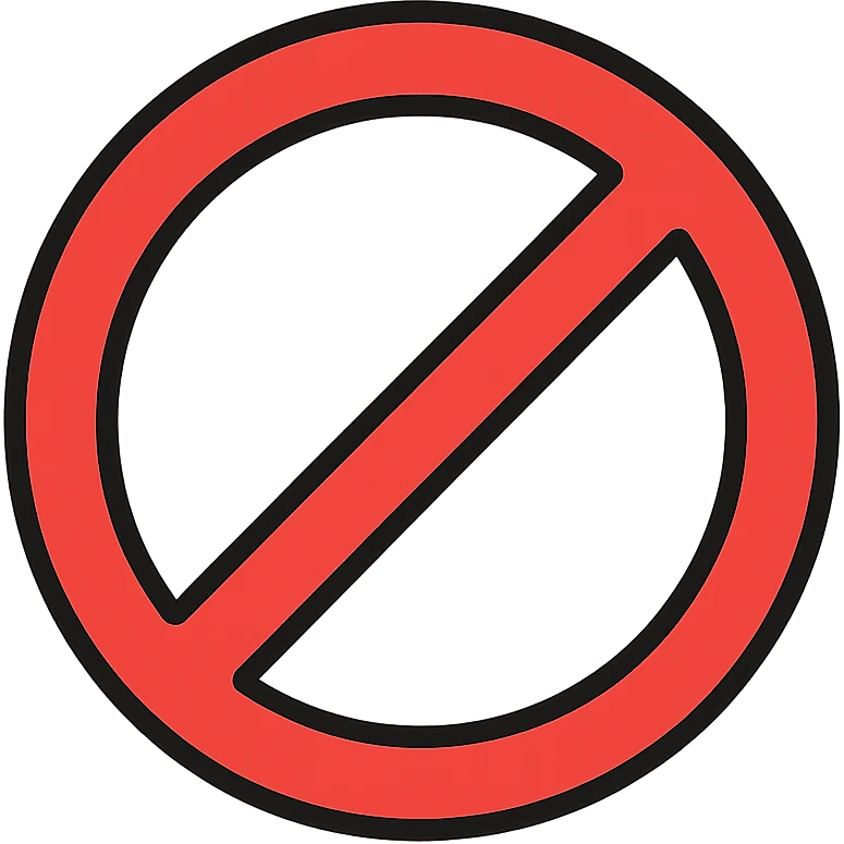 Red prohibition symbol, forbidden sign with diagonal line emoji
