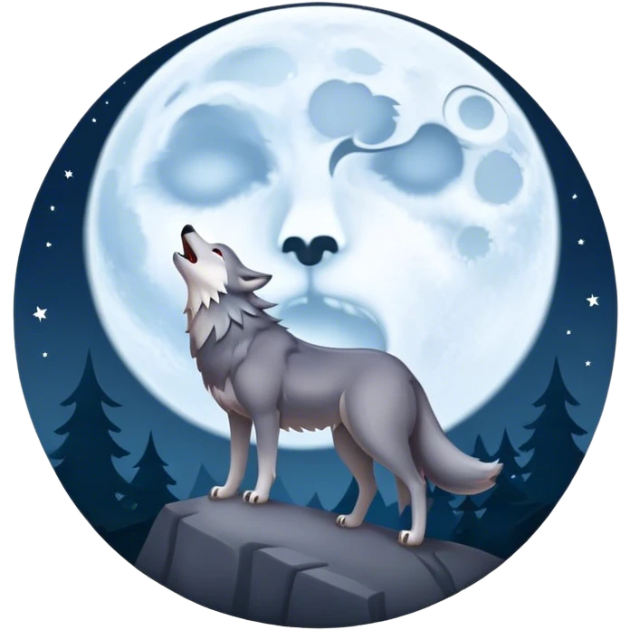Full Moon with Howling Wolf emoji