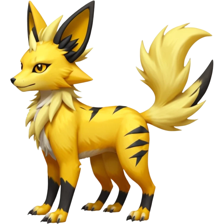 Feral Quadrupedal Digitigrade Luxray-Jolteon-Renamon-Zeraora-Vernid-fusion-hybrid-creature, full body  emoji