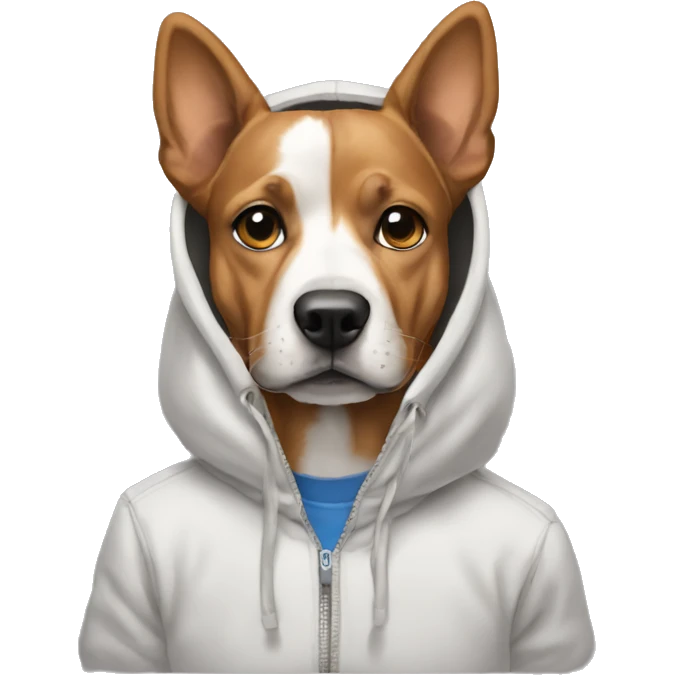 Dog wearing a hoodie and some basketball shoes emoji