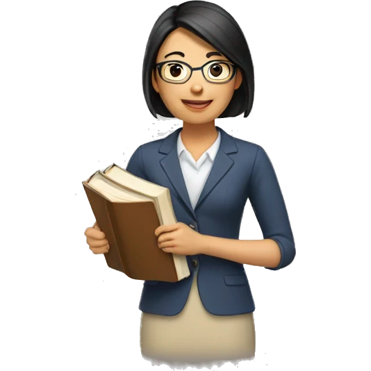 asian female teacher holding books emoji