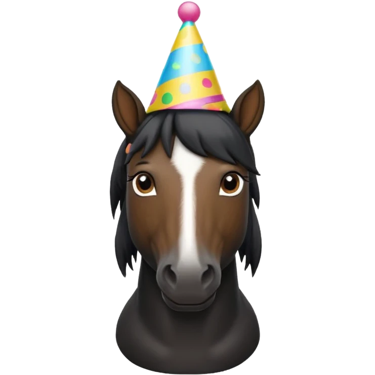 black horse in t shirt with party hat front view emoji