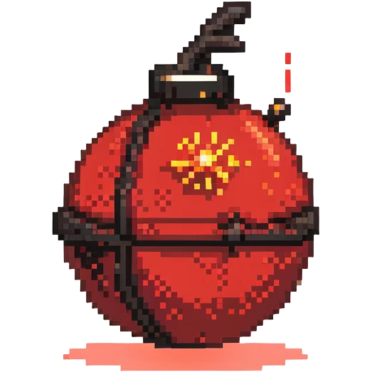 Glowing red orb with bomb symbol, color #ef4444 with lighter glow, bomb silhouette in center, subtle pulsing glow effect, floating appearance, 32x32 pixels emoji