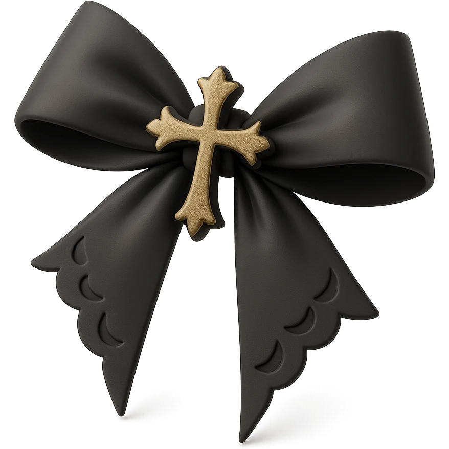 pink gothic bow, variation 2, 3D black style emoji