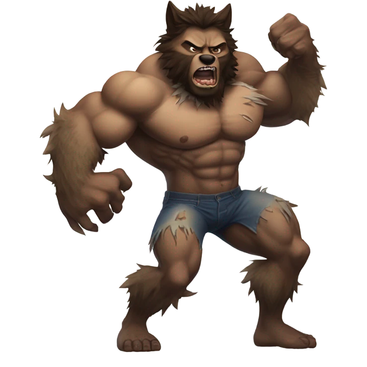 Werewolf man shirt ripping off  emoji