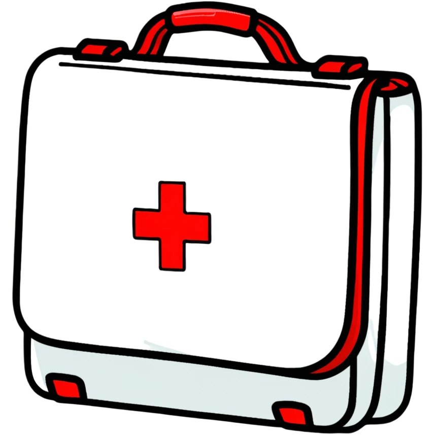 First aid kit with a red cross emoji