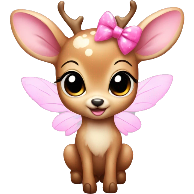 baby deer with fairy wings and a pink bow around its neck  emoji
