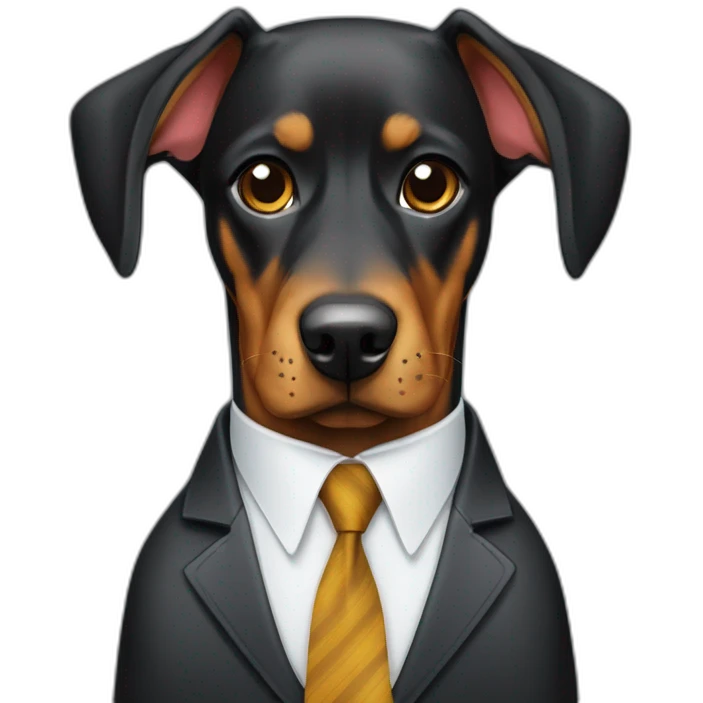 Doberdore dog (floppy ears) in tie and with briefcase  emoji