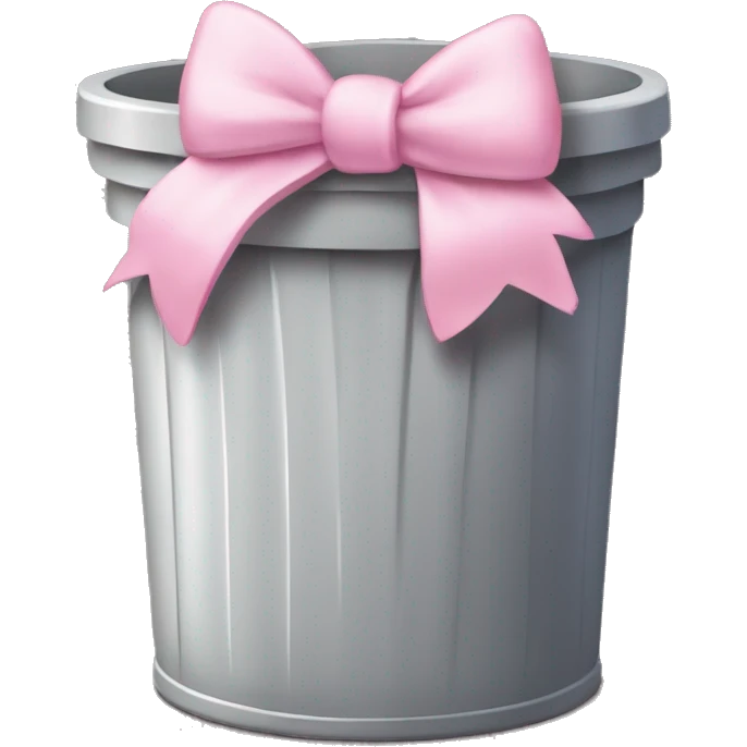 Trash can with light pink bow around the side emoji