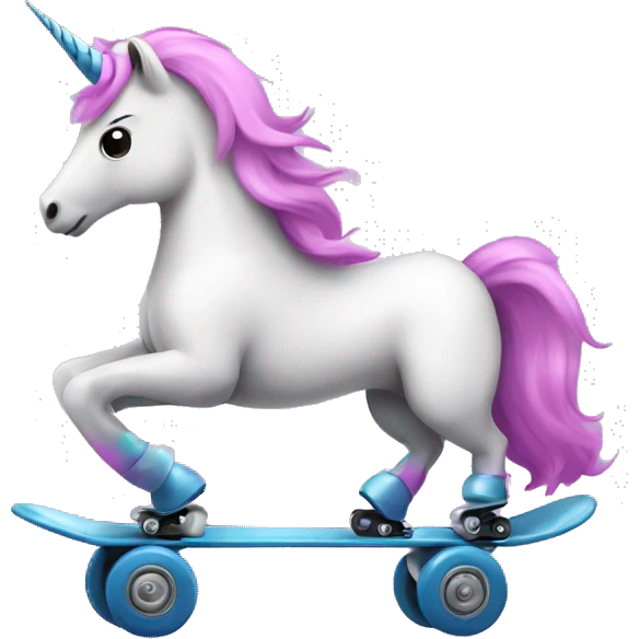Unicorn roller skating emoji