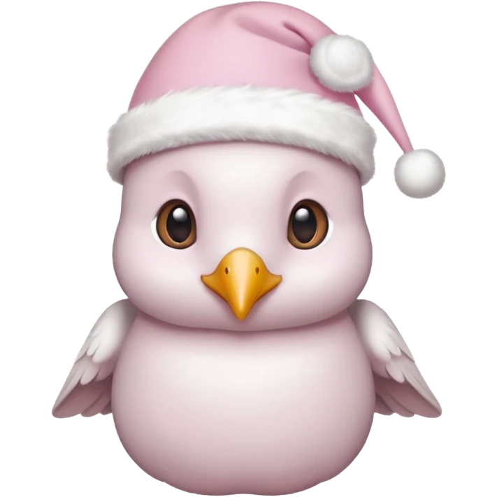 light pink beautiful magestic dove wearing light pink and white christmas hat  emoji