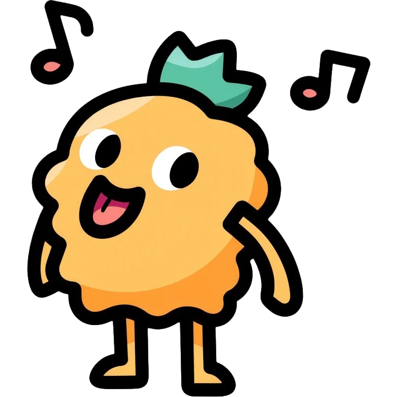 Tralaleritos, a playful character with musical notes emoji