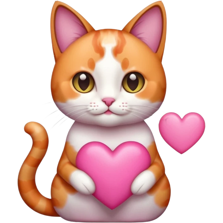 cat holding a pink heart emoji