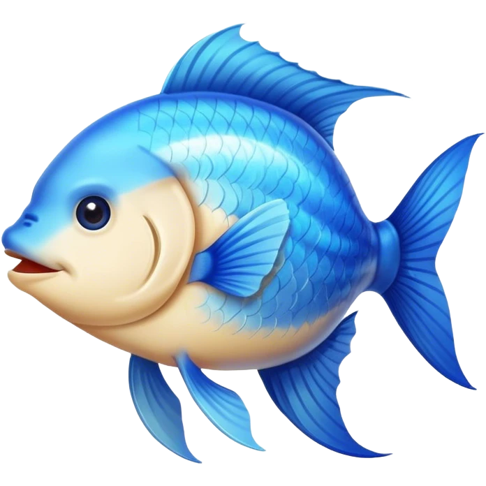 blue happy fish directly from side looking west emoji