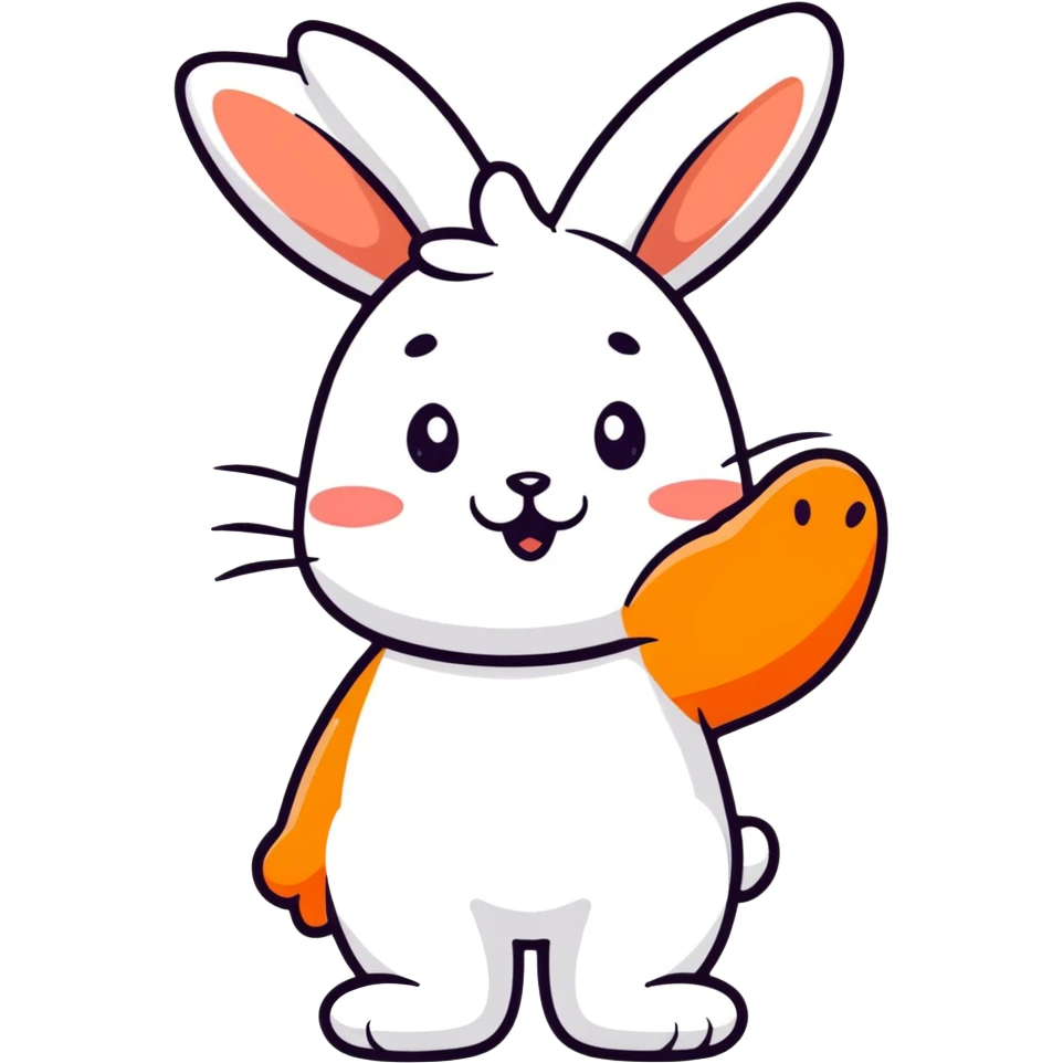 pastel blue bunny with cloud, blowing a kiss with sparkles emoji