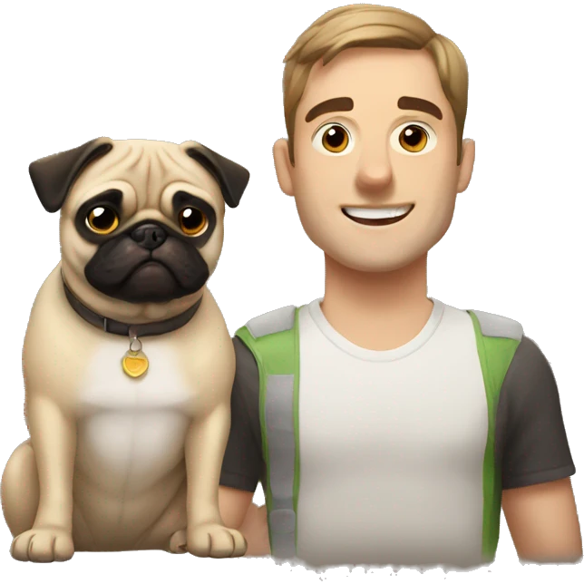 A guy and a pug emoji