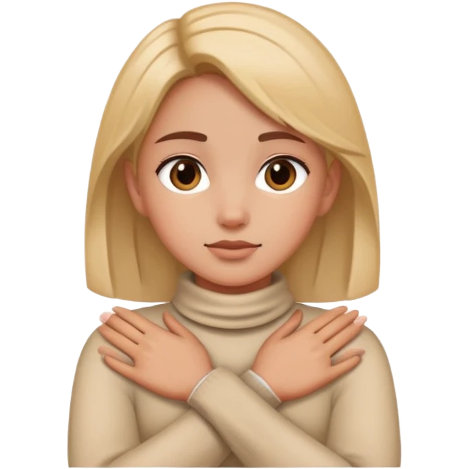 girl with both her hands crossed over around her neck emoji