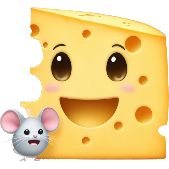 A very large block of cheese, next to it is a tiny mouse crying happy tears emoji