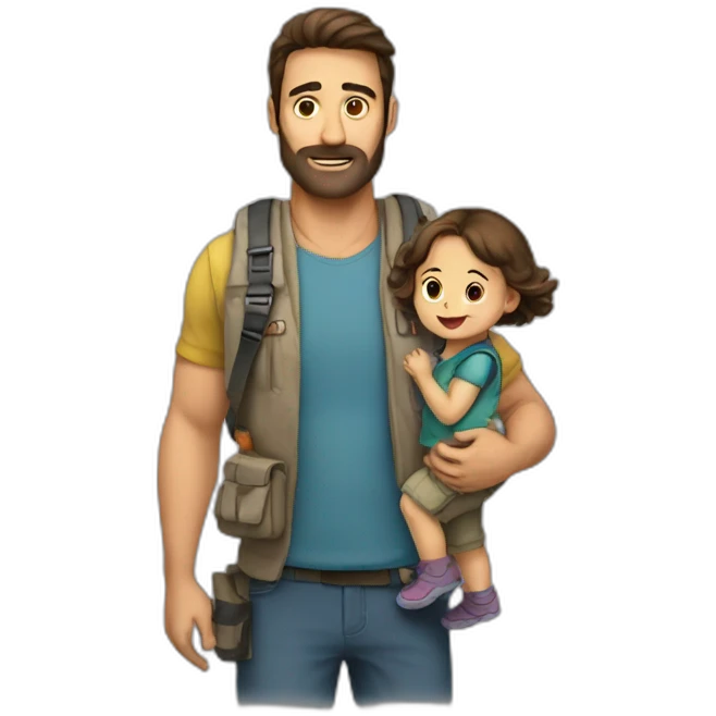 Tall-big-Geologist-man-carrying-toddler-girl emoji