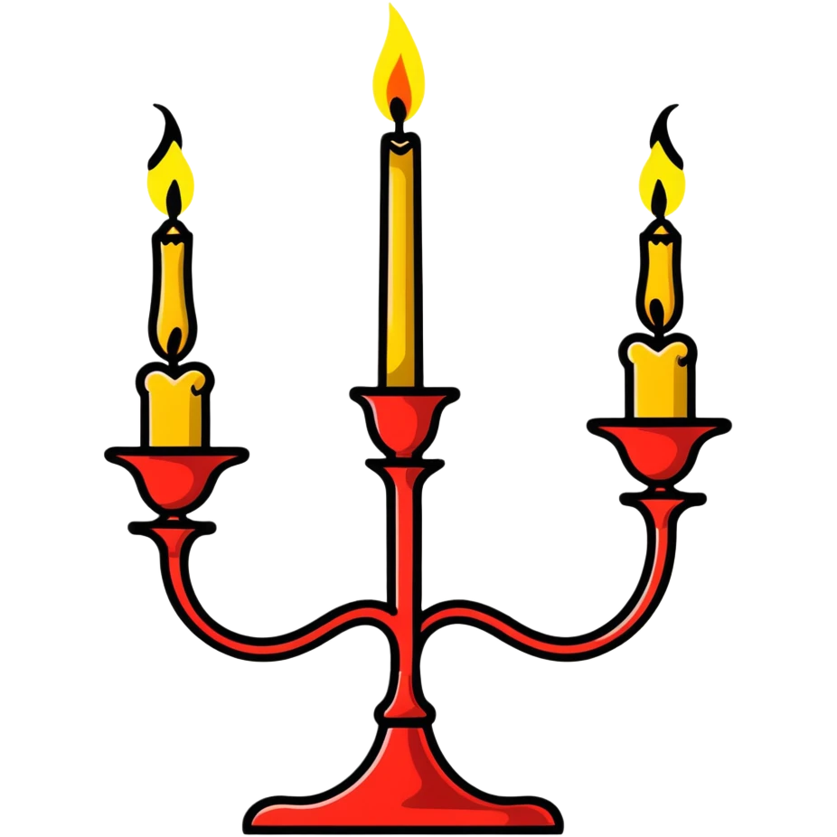 decorative candle holder with 3 lit candles, candelabra emoji