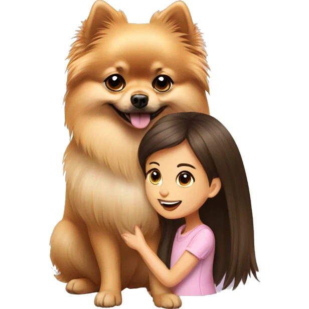 Pomeranian with a girl emoji