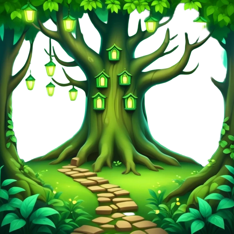 enchanted forest with lush green trees and magical glowing accents emoji