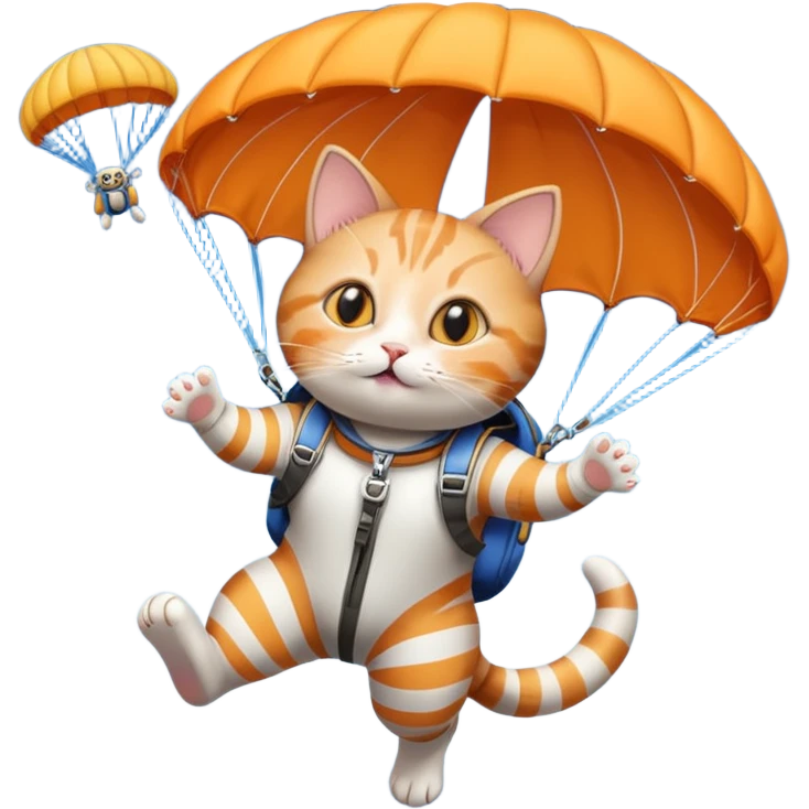 Skydiving cat with parachute and UFO emoji