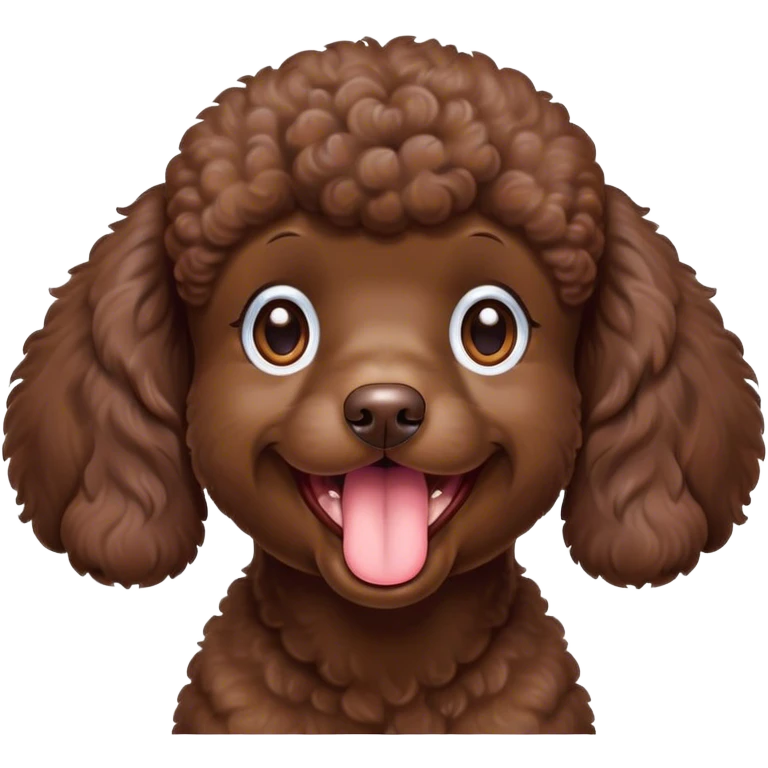 Cinematic Cute Yawning Chocolate Poodle Portrait Emoji, Head tilted slightly with a dramatic, wide-open yawn, displaying a soft, curly chocolate Fur with a refined texture, floppy ears slightly drooping, round brown eyes barely open in drowsy contentment, Simplified yet irresistibly adorable features, highly detailed, glowing with a soft, cozy glow, high shine, relaxed yet expressive, stylized with a touch of whimsy, bright and endearing, soft glowing outline, capturing the essence of a sleepy yet affectionate companion, so drowsy it feels like it could stretch right out of the screen and curl up for a nap! emoji