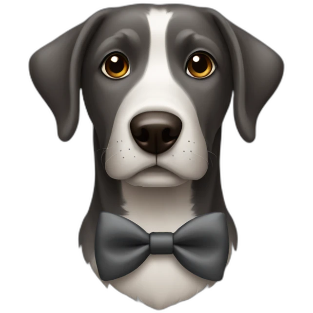 grayish black and brown dog with a bowtie emoji