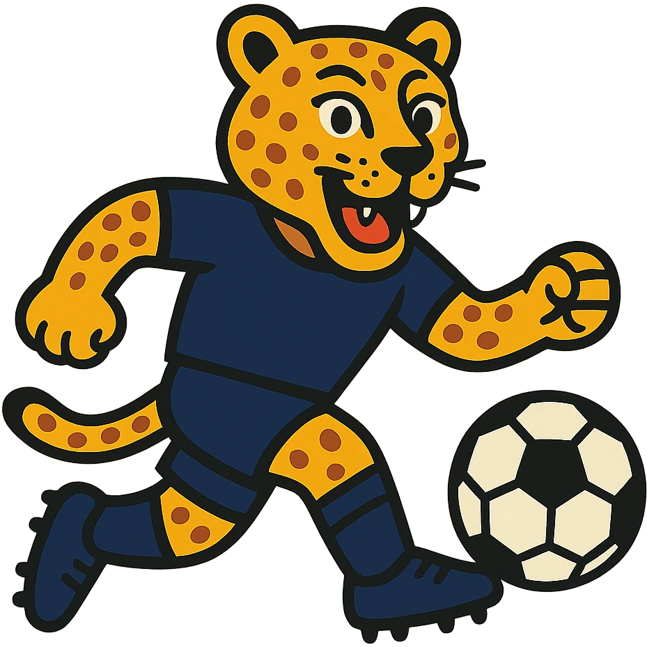 vibrant toon style leopard wearing a navy soccer uniform emoji