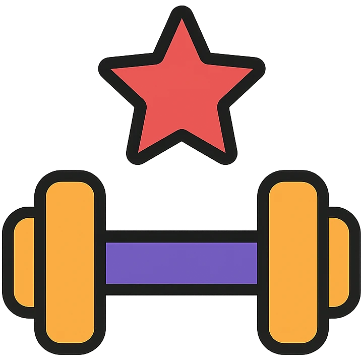 minimal dynamic logo for athlete beginner subscription using dumbbell and star emoji