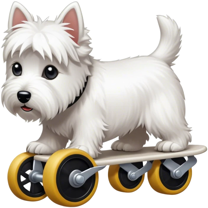 westie qui fait du patin à roulettes emoji