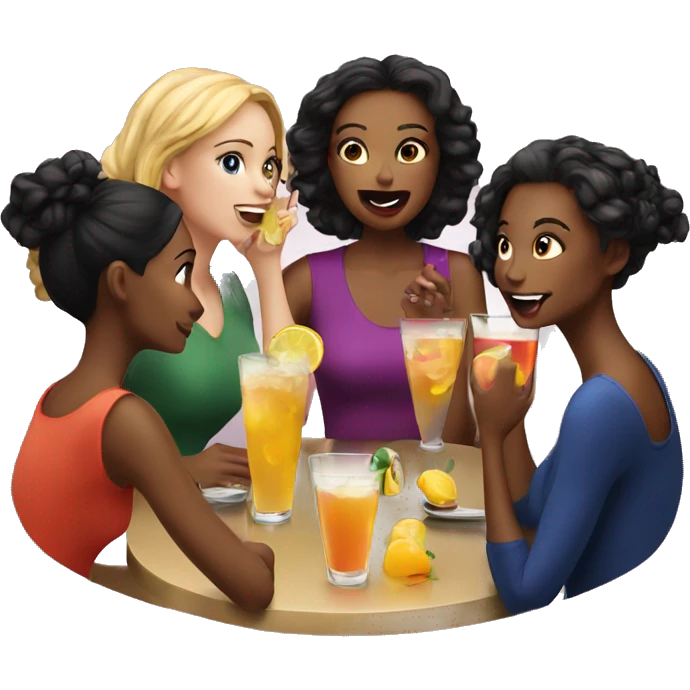 5 girls gossiping over drinks emoji