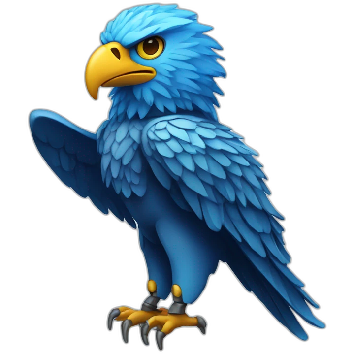 futuristic anthropomorphic blue eagle emoji