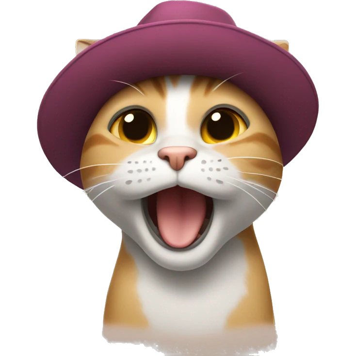 singing cat with hat emoji