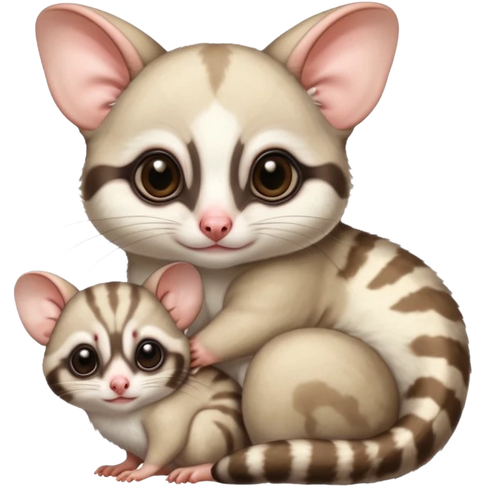 Fat and cute Japanese sugar glider  white. A mom anda a baby one emoji