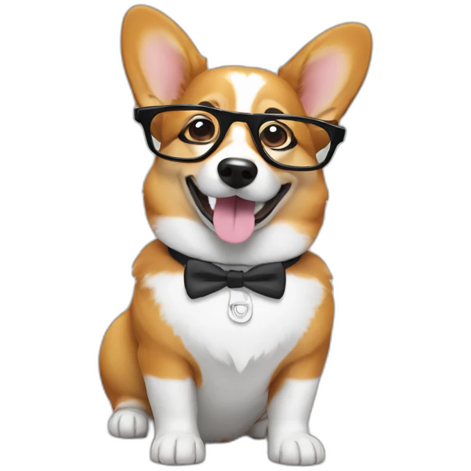 corgi with glasses and calculator emoji