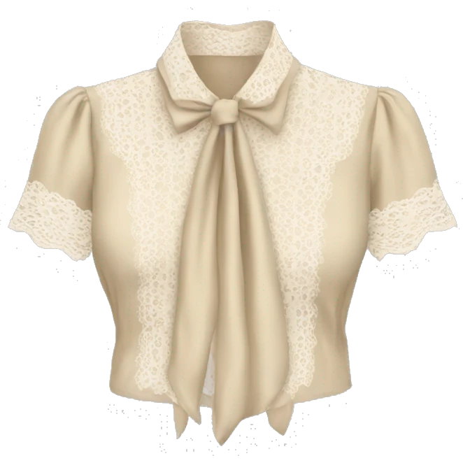 Beige lace tie blouse emoji