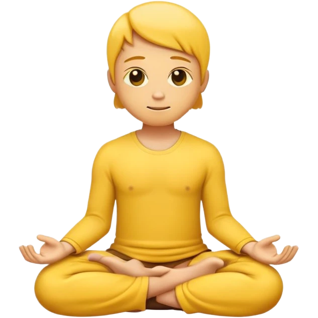 classic yellow emoji meditating, sitting cross-legged, peaceful expression emoji