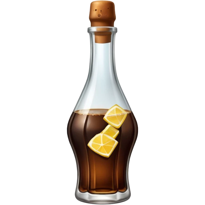 Fernet con coca sin limón,  sin sorbete. En vaso con forma de botella cortada  emoji