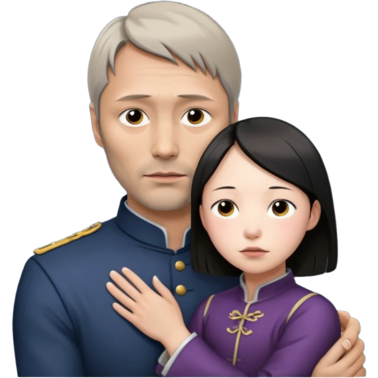 mads mikkelsen holds asian girl by the neck emoji