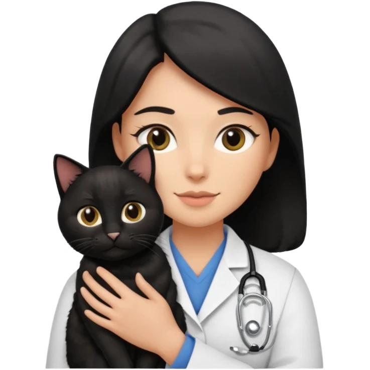 Veterinaria con un gato negro emoji